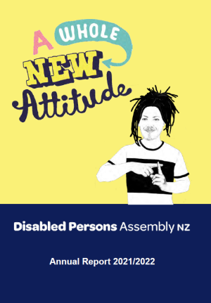 Yellow and dark blue cover with man signing NZSL