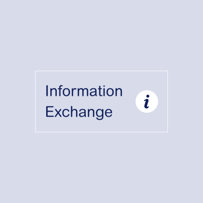 Blue text that says "Information Exchange" with an information icon.